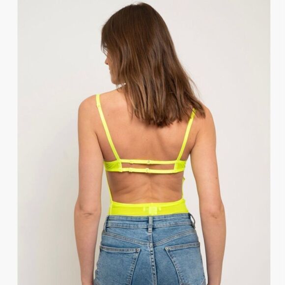 Bright Neon Lace Backless Bodysuit - Picture 3 of 12
